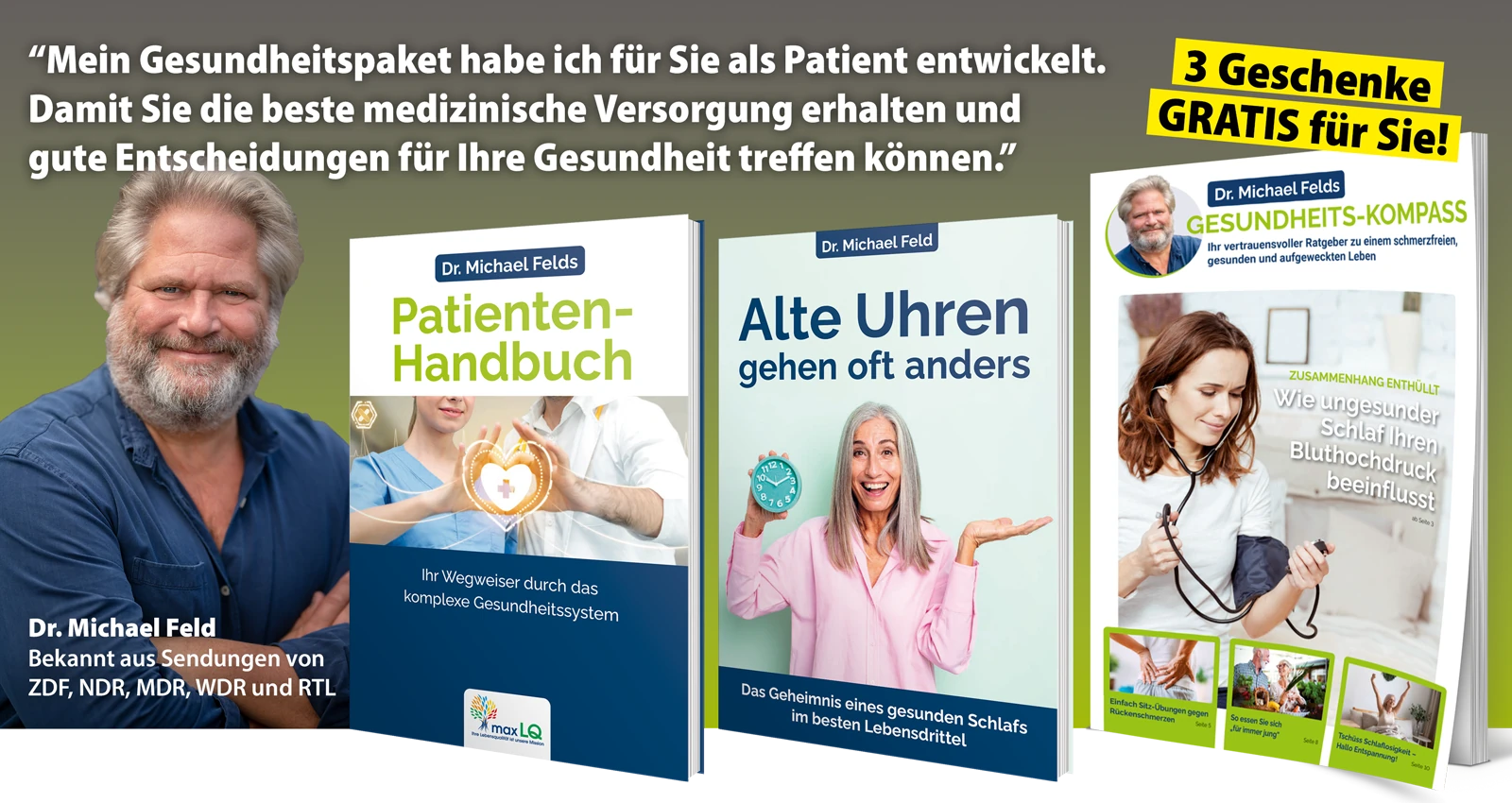 Mein Gesundheitspaket habe ich für Sie als Patient entwickelt. Damit Sie die beste medizinische Versorgung erhalten und gute Entscheidungen für Ihre Gesundheit treffen können.